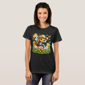 かわいいコーヒー探検ひよこレディースTシャツ | Kawai Tシャツ (正面フル)