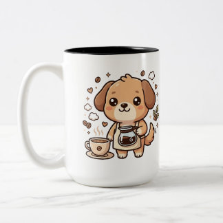 かわいいコーヒー犬バリスタ ツートンハンドマグ ツートーンマグカップ