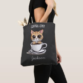 かわいいコーヒー猫が楽しい   トートバッグ (クローズアップ)