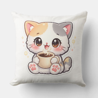 かわいいコーヒー猫スローピロー - かわいいおうち クッション