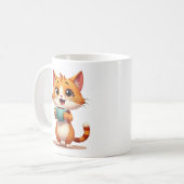 かわいいコーヒー猫マグカップ - 両面キャラクターデザイン コーヒーマグカップ (正面左)