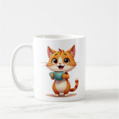 かわいいコーヒー猫マグカップ - 両面キャラクターデザイン コーヒーマグカップ (左)