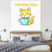 **かわいいコーヒー猫 – 愛らしい猫のコーヒータイム I** キャンバスプリント (インサイチュ (寝室))
