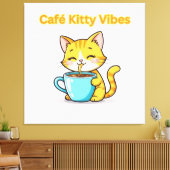 **かわいいコーヒー猫 – 愛らしい猫のコーヒータイム I** キャンバスプリント (インサイチュ (リビング))