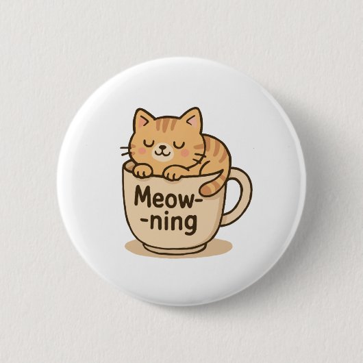 かわいいコーヒー猫 缶バッジ (正面)