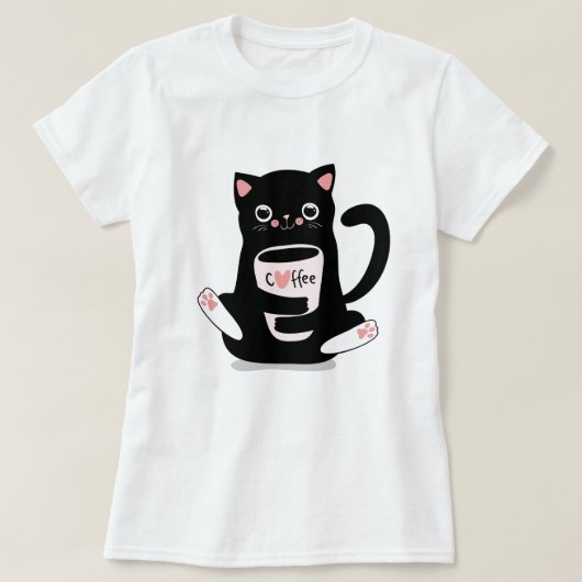かわいいコーヒー猫Tシャツ Tシャツ (デザイン正面)