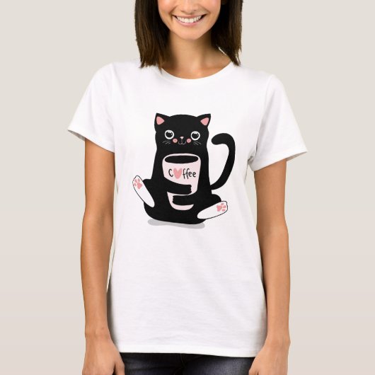 かわいいコーヒー猫Tシャツ Tシャツ (正面)