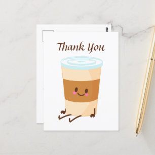 かわいいコーヒー追加テキストありがとう ポストカード