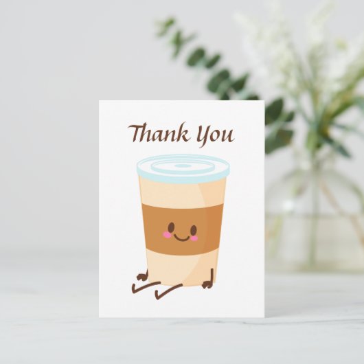 かわいいコーヒー追加テキストありがとう ポストカード (スタンド正面)