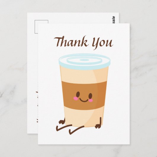 かわいいコーヒー追加テキストありがとう ポストカード (正面/裏面)