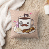 かわいいコーヒー髭 クッション (ブランケット)