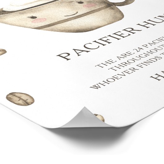 かわいいコーヒー – おしゃぶり狩りベビーシャワーゲーム ポスター (角)