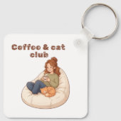 かわいいコーヒー&キャットクラブデザイン キーホルダー (裏面)