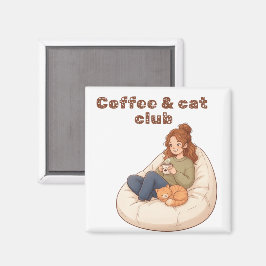 かわいいコーヒー&キャットクラブデザイン マグネット