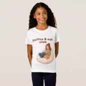 かわいいコーヒー&キャットクラブデザイン Tシャツ (正面フル)
