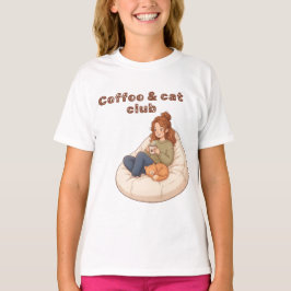 かわいいコーヒー&キャットクラブデザイン Tシャツ