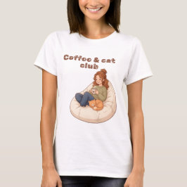 かわいいコーヒー&キャットクラブデザイン Tシャツ