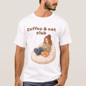 かわいいコーヒー&キャットクラブデザイン Tシャツ (正面)