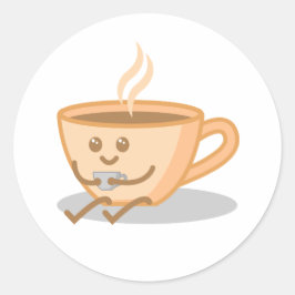 かわいいコーヒー/ティーマグカップ漫画 ラウンドシール