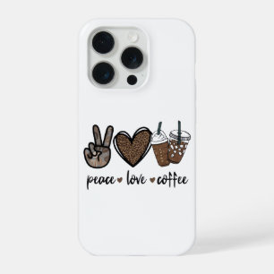 かわいいコーヒー ヒョウ柄 PNG カフェイン好きにはたまらない iPhone 15 PROケース