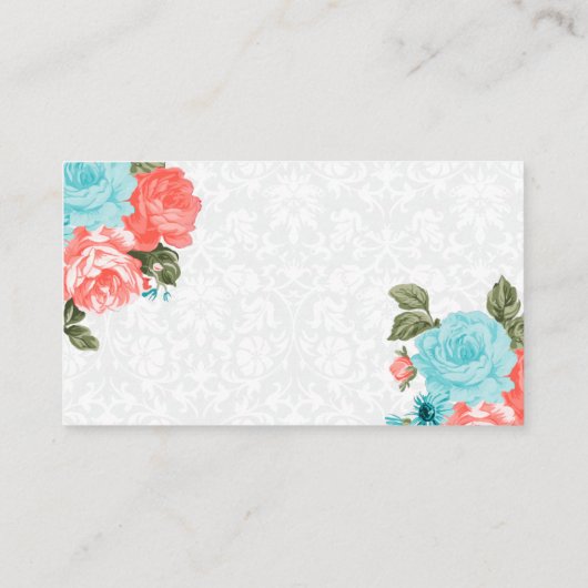 かわいいコーラルとターコイズの花 エンクロージャーカード (裏面)