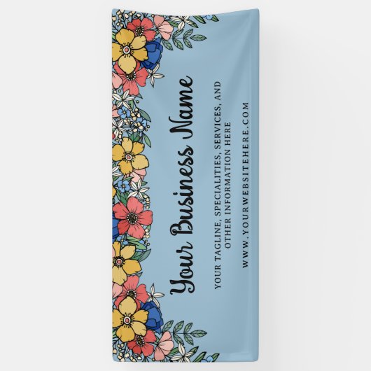 かわいいコーラルイエロー青花のビジネスネーム 横断幕 (縦)