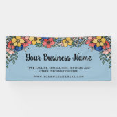 かわいいコーラルイエロー青花のビジネスネーム 横断幕 (横)