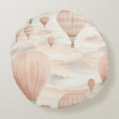 かわいいコーラルピンクの蝶 ラウンドクッション (裏面)