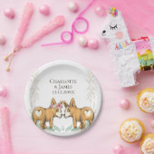 かわいいコ結婚ルギ犬の連パーソナライズされた合 ペーパープレート (パーティー)