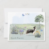 かわいいコ縁どリー犬のバタフライモノグラム名  ノートカード (正面)