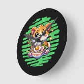 かわいいコ食べルギのラーメン ラウンド壁時計 (傾斜)