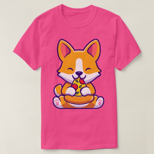 かわいいコ食べ物ルギドッグのピザ Tシャツ (デザイン正面)