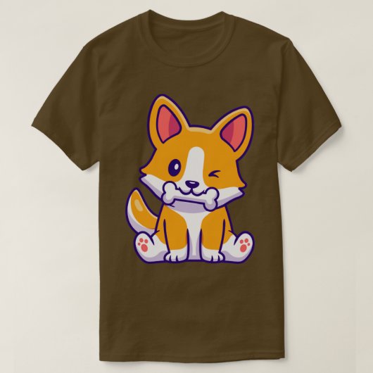 かわいいコ食べ物ルギドッグの骨漫画 Tシャツ (デザイン正面)
