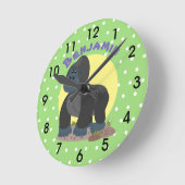 かわいいゴおもしろいリラの漫画イラストレーション ラウンド壁時計 (傾斜)