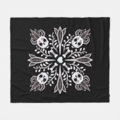 かわいいゴシックかわいいおもしろいスカル原宿ブラック フリースブランケット (正面(横))