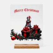 かわいいゴシックのクリスマス小妖精や小人。 アクリルサイン (正面)
