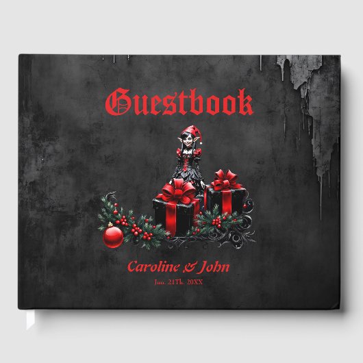かわいいゴシックのクリスマス小妖精や小人。 ゲストブック (正面)