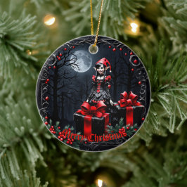 かわいいゴシックのクリスマス小妖精や小人。 セラミックオーナメント