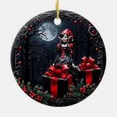 かわいいゴシックのクリスマス小妖精や小人。 セラミックオーナメント (裏面)