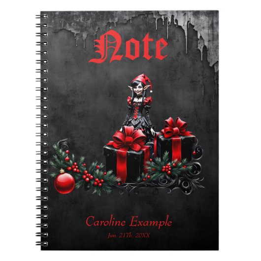 かわいいゴシックのクリスマス小妖精や小人。 ノートブック (正面)