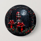 かわいいゴシックのクリスマス小妖精や小人。 缶バッジ (正面)