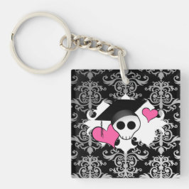 かわいいゴシックのロマンチックな卒業スカルダマスク キーホルダー