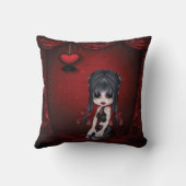 かわいいゴシックの女の子のゴシック様式ロマンスのハートの枕 クッション (裏面)