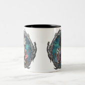 かわいいゴシックの妖精とフクロウのファンタジーアートマグ ツートーンマグカップ (中央)