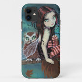 かわいいゴシックの妖精とフクロウのファンタジーアートiPhoneケース Case-Mate iPhoneケース (裏面)