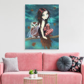 かわいいゴシックの妖精とフクロウのファンタジー キャンバスプリント (インサイチュ (リビング))