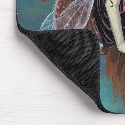 かわいいゴシックの妖精とフクロウのファンタジー マウスパッド (コーナー)