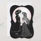 かわいいゴシックエモの子供たちがバレンタインデーにキスする,  ノートカード (正面)