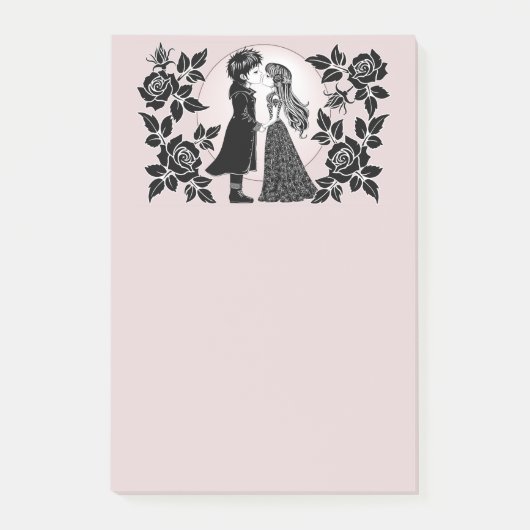 かわいいゴシックエモキッズがバレンタインデーにキス, ゴシックエモかわいい子供たちダークバレンタイン ポストイット (正面)