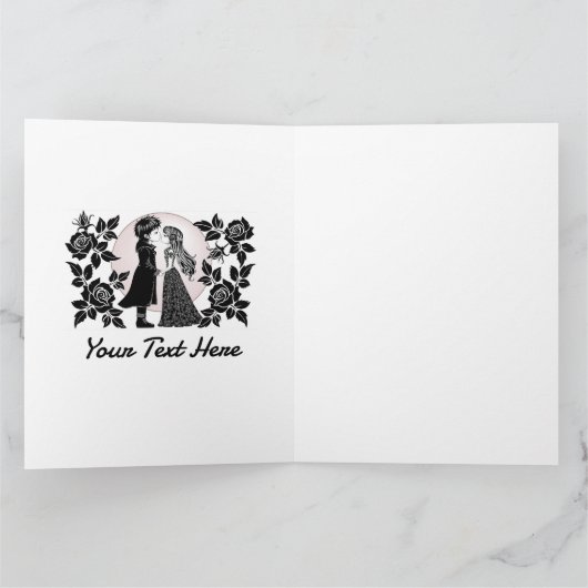 かわいいゴシックエモキッズがバレンタインデーにキス, ゴシックエモのかわいい子供たち ダークバレンタ カード (内部)